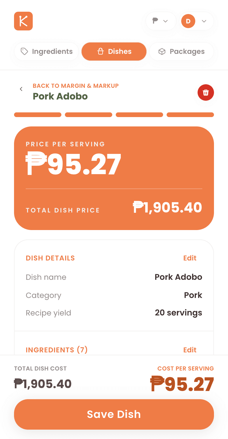 Pork Adobo in Kwentang Kusina, priced at ₱95.27 per serving